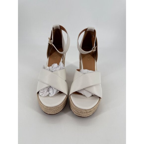 Lisa Vicky Espadrille Wedge Sandals Gemi White Sheep Nappa Leather Size 9 - Picture 6 of 10